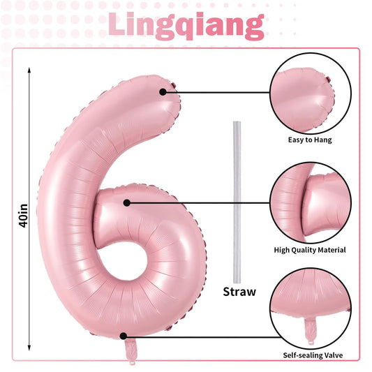 Lingqiang 6-number balloon with straw, easy inflation and reuse.