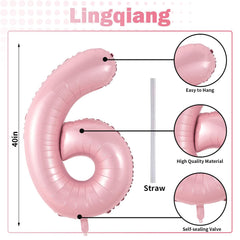 Lingqiang 6-number balloon with straw, easy inflation and reuse.
