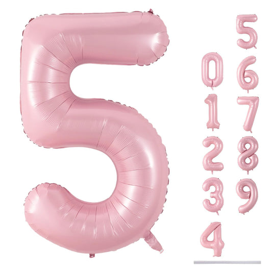 Lingqiang 40-inch pink number 5 foil balloon for birthdays and photo backdrops