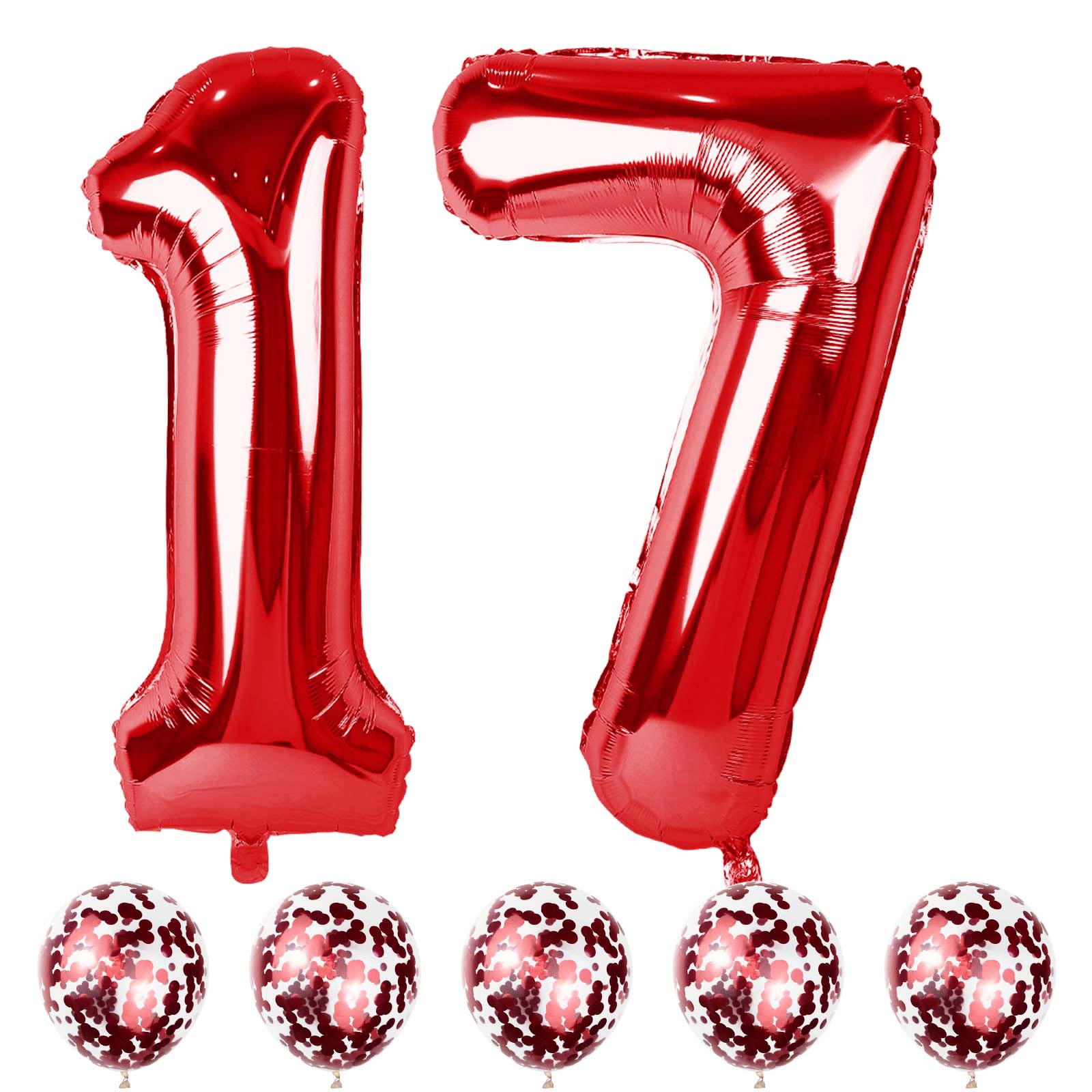 Lingqiang 40-inch red foil number balloons create a bold birthday backdrop.
