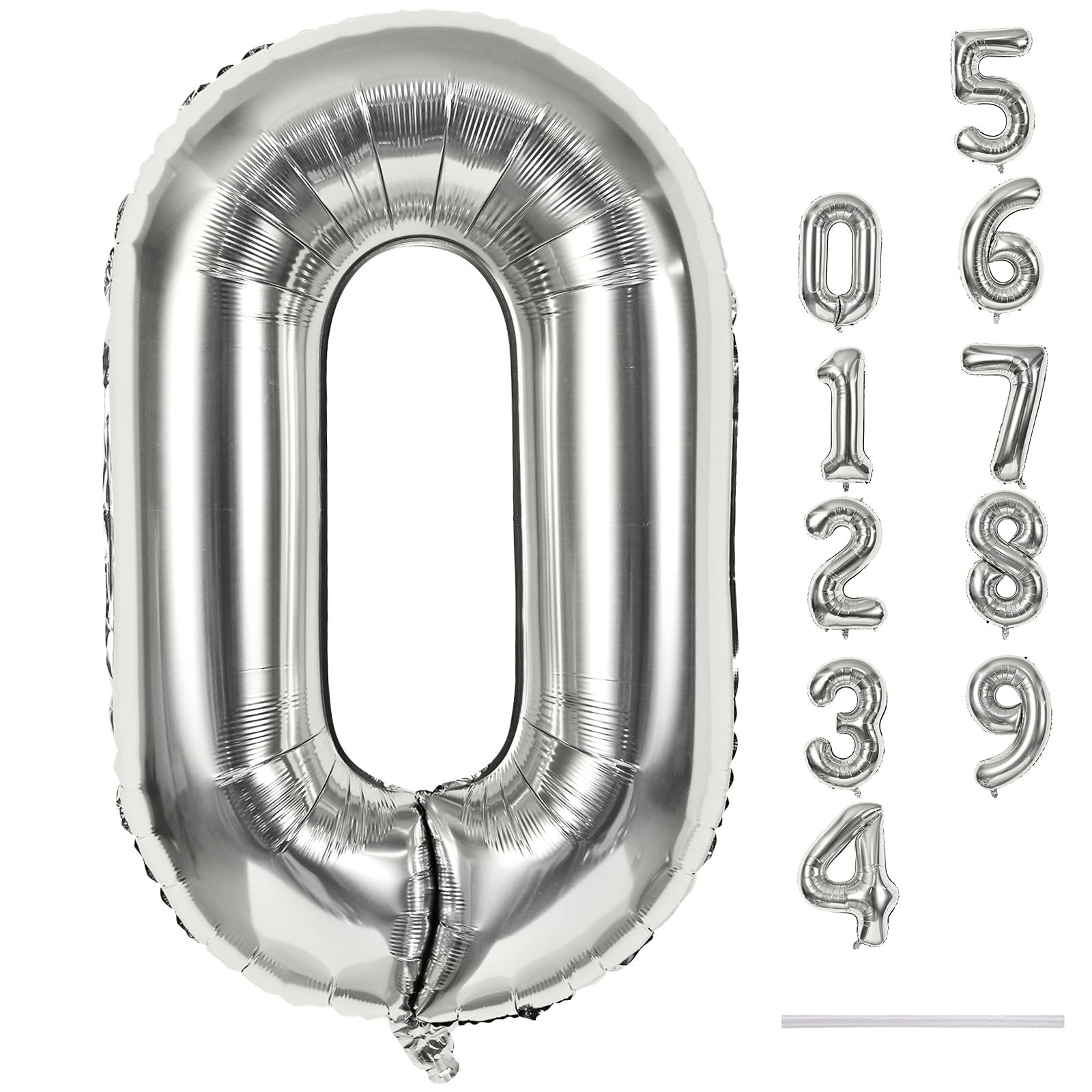 Lingqiang 40 inch silver foil Number 0 balloon for standout party backdrops.