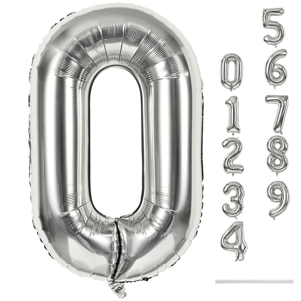Lingqiang 40 inch silver foil Number 0 balloon for standout party backdrops.