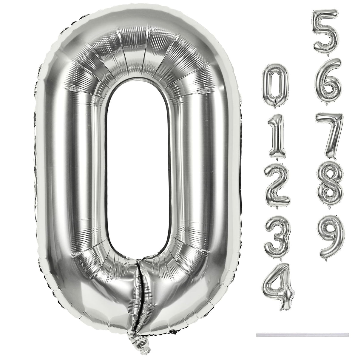Lingqiang 40 inch silver foil Number 0 balloon for standout party backdrops.