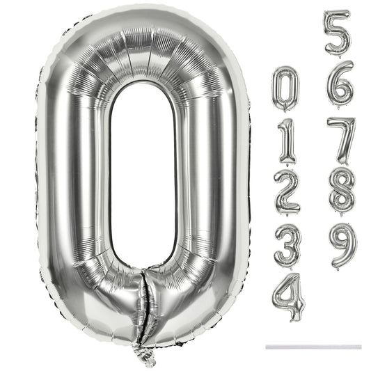 Lingqiang 40 inch silver foil Number 0 balloon for standout party backdrops.
