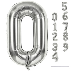 Lingqiang 40 inch silver foil Number 0 balloon for standout party backdrops.