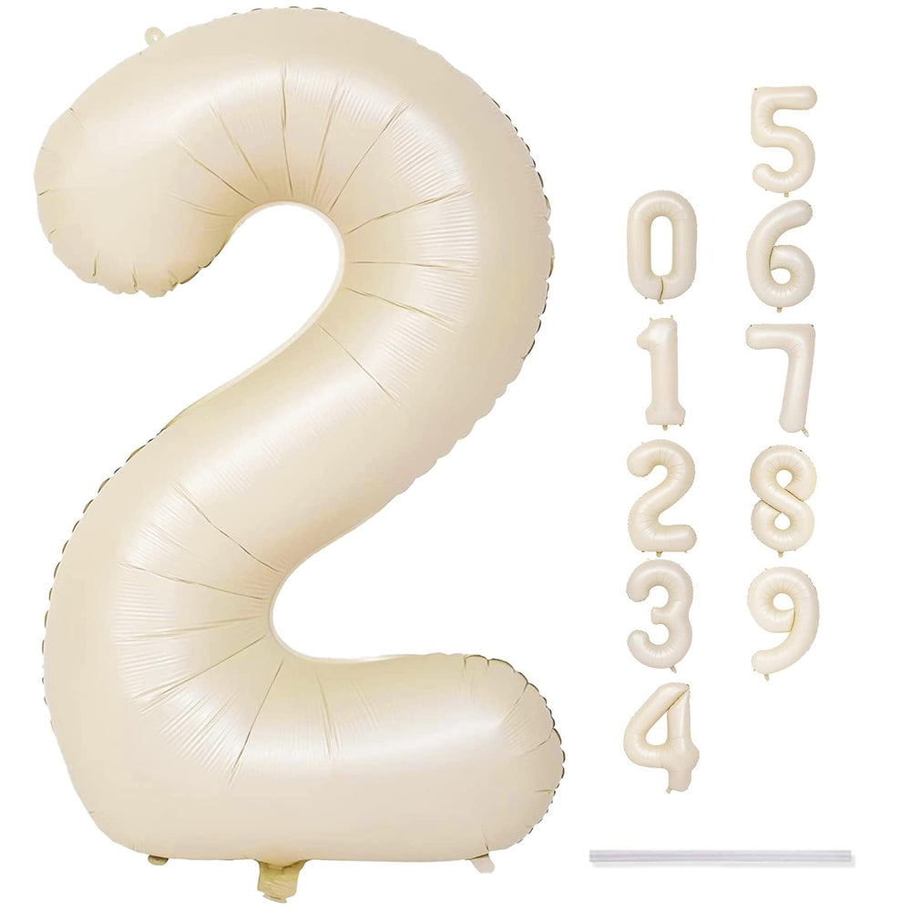 Lingqiang beige 2-number foil balloon arranged as party decor
