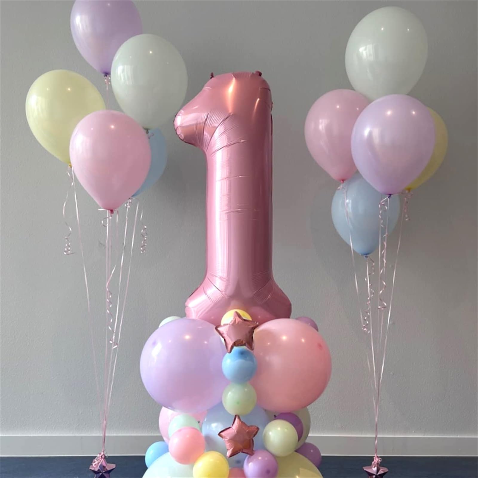 Lingqiang birthday decor with pastel pink 4th balloon