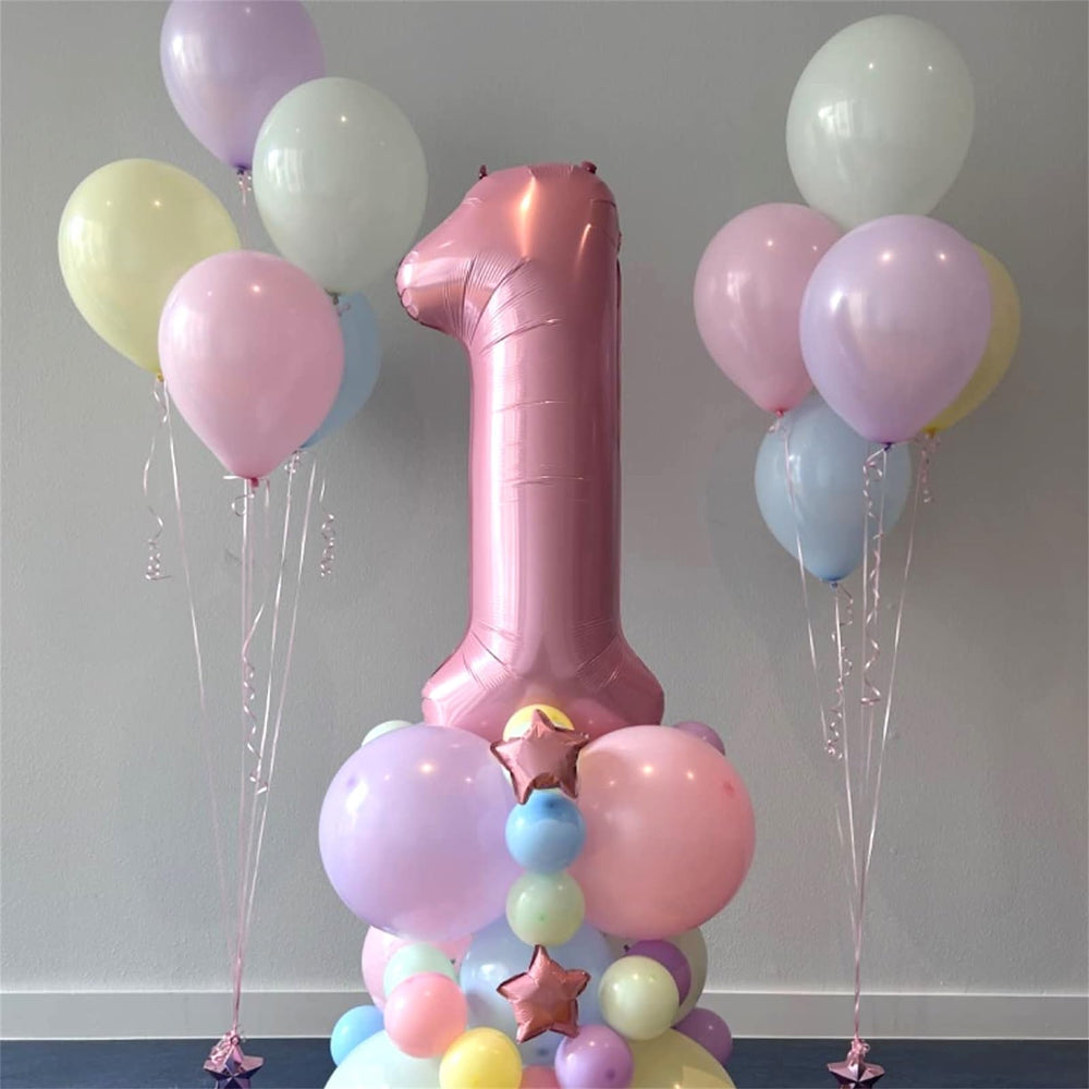 Lingqiang birthday decor with pastel pink 4th balloon