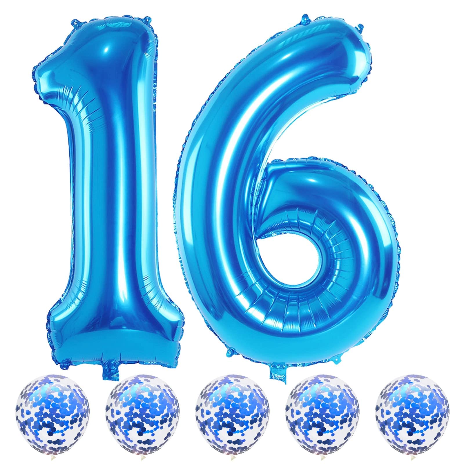 Lingqiang blue 16 count foil balloons 40 inch display for a bold birthday centerpiece.