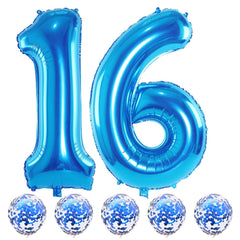 Lingqiang blue 16 count foil balloons 40 inch display for a bold birthday centerpiece.