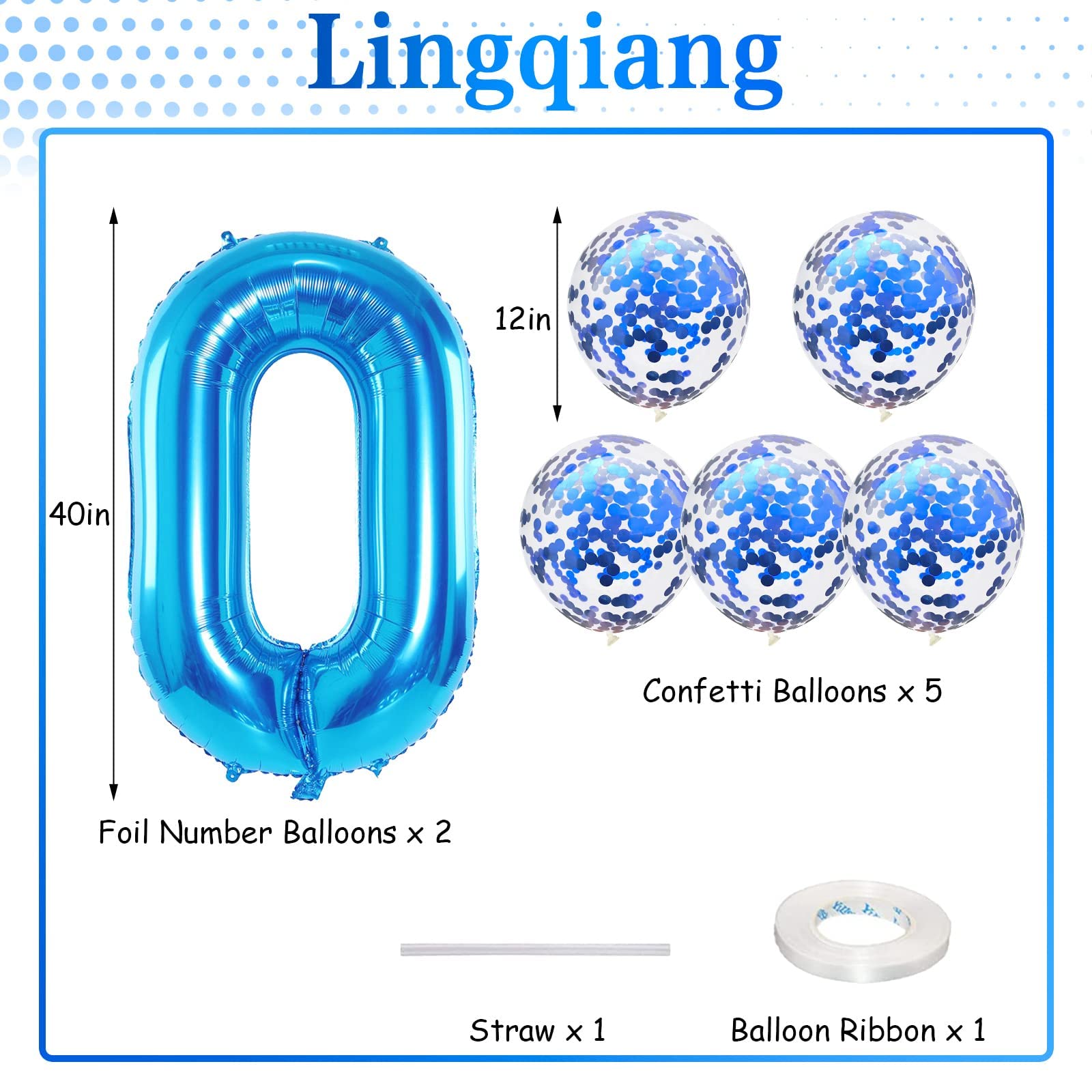 Lingqiang blue confetti balloon, 12 inch, adds festive sparkle to any party