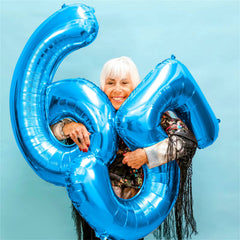 Lingqiang blue confetti balloon close-up with vibrant texture
