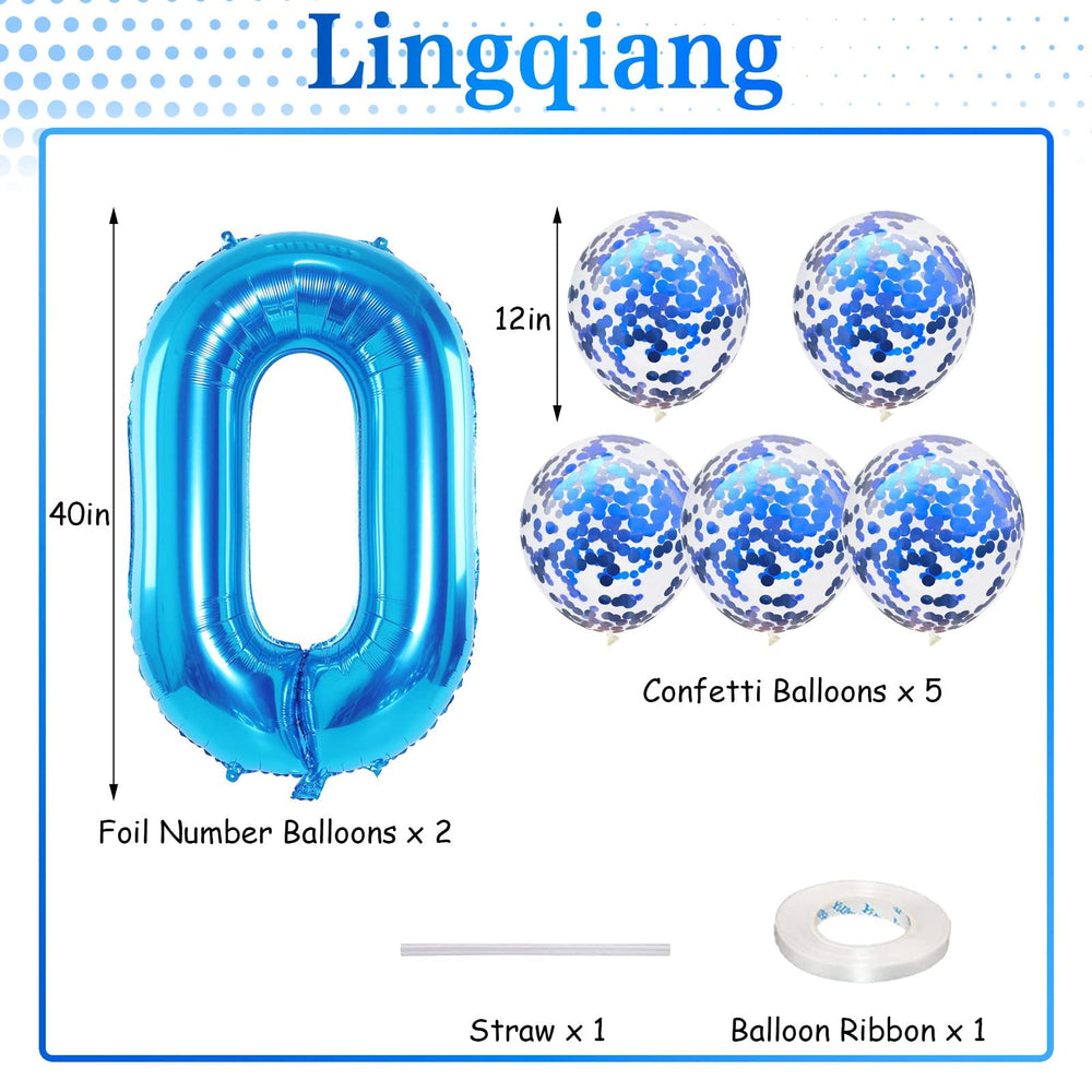 Lingqiang blue confetti balloons add festive texture for photos.