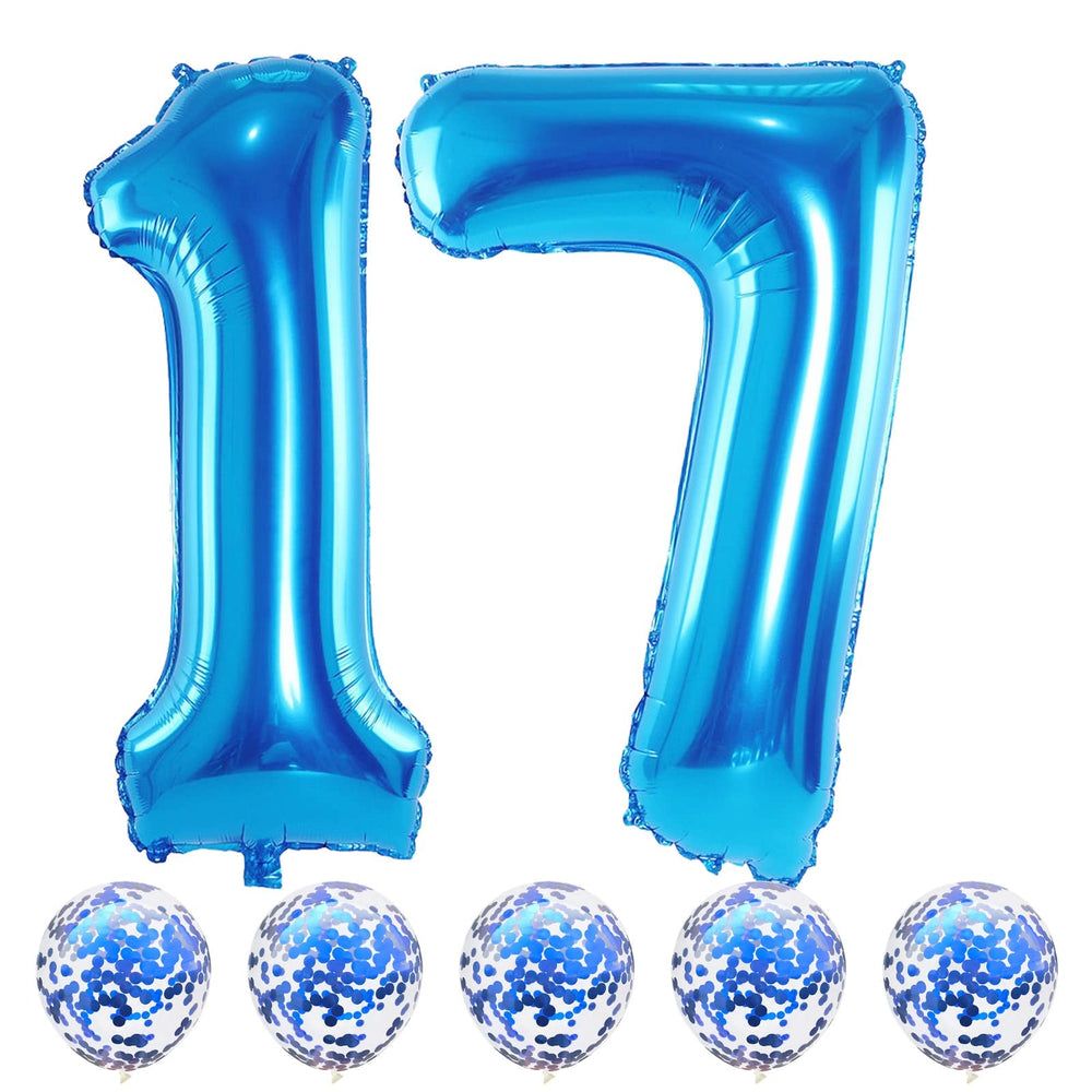 Lingqiang blue foil 17 balloons for a striking 17th birthday display
