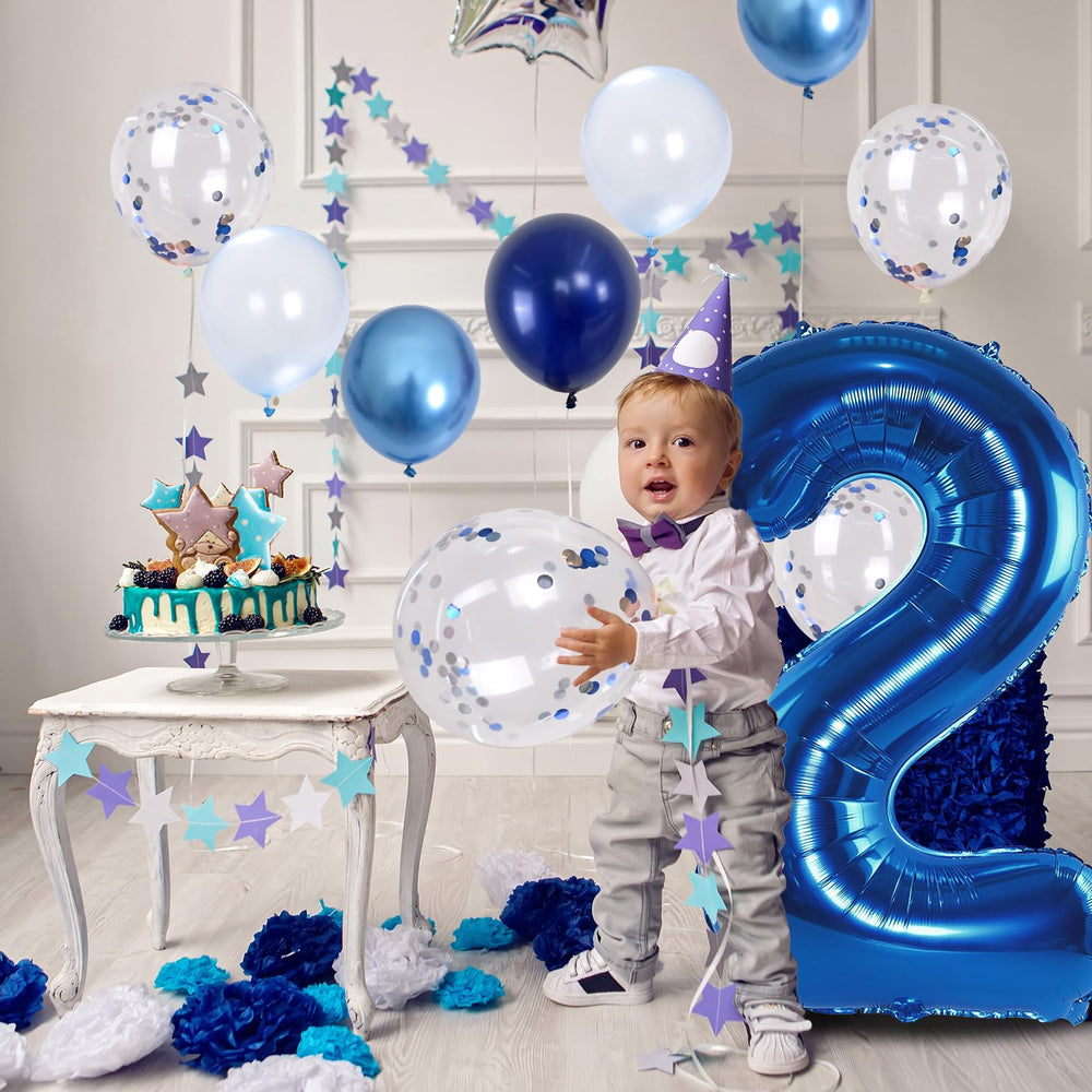 Lingqiang blue-silver confetti balloons sparkle for photos and celebrations