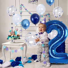 Lingqiang blue-silver confetti balloons sparkle for photos and celebrations