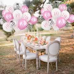 Lingqiang colorful confetti balloons brighten the party backdrop.