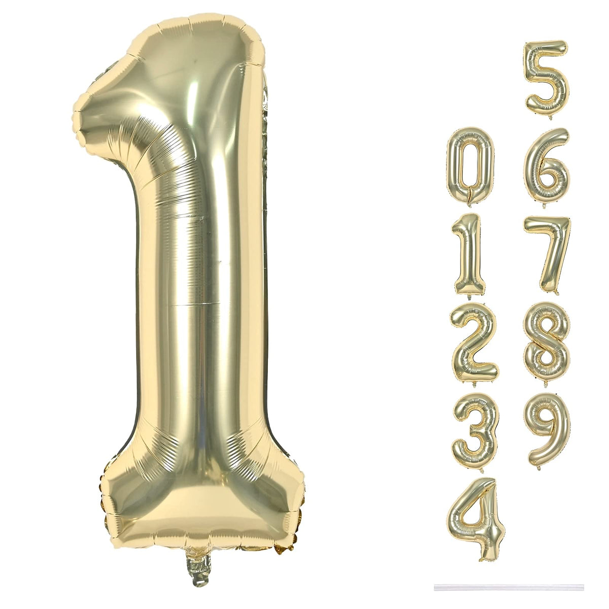 Lingqiang Champagne Gold Number 1 Balloon, 40-inch centerpiece for celebrations.