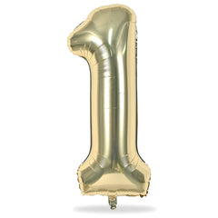 Lingqiang Champagne Gold Number 1 Balloon with metallic finish enhances party vibes.