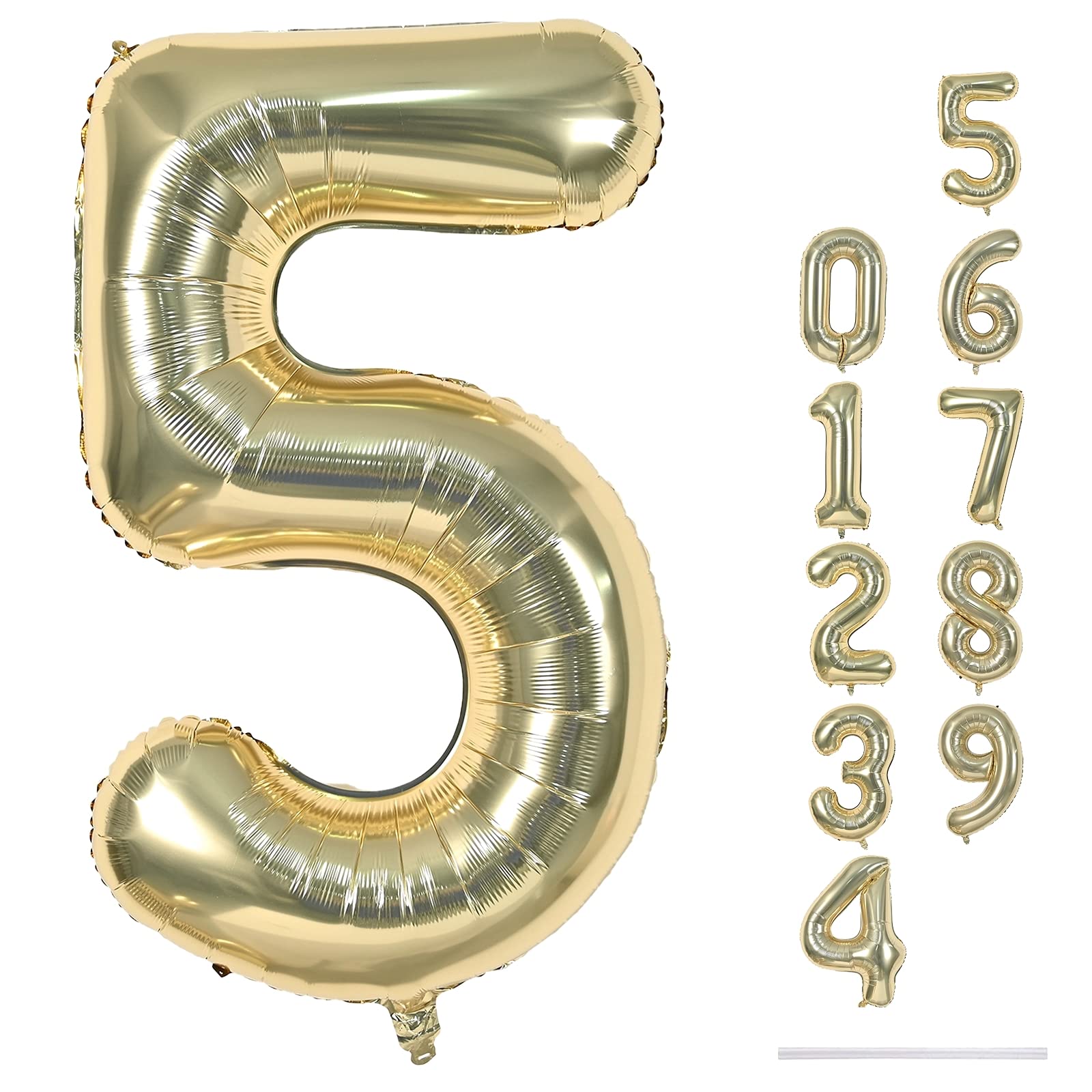 Lingqiang Champagne Gold Number 5 balloon in 40-inch size for festive decor