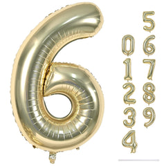 Lingqiang Champagne Gold Number 6 balloon, 40-inch centerpiece for birthdays and anniversaries.