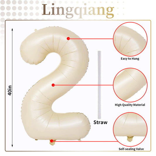 Lingqiang cream 40-inch number 1 balloon, perfect for wall decor and cake-cutting moments.