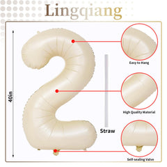 Lingqiang cream 40-inch number 1 balloon, perfect for wall decor and cake-cutting moments.