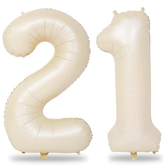 Lingqiang cream 40-inch balloons, number 2 pair, ideal for bold 21st birthday photo backdrops.