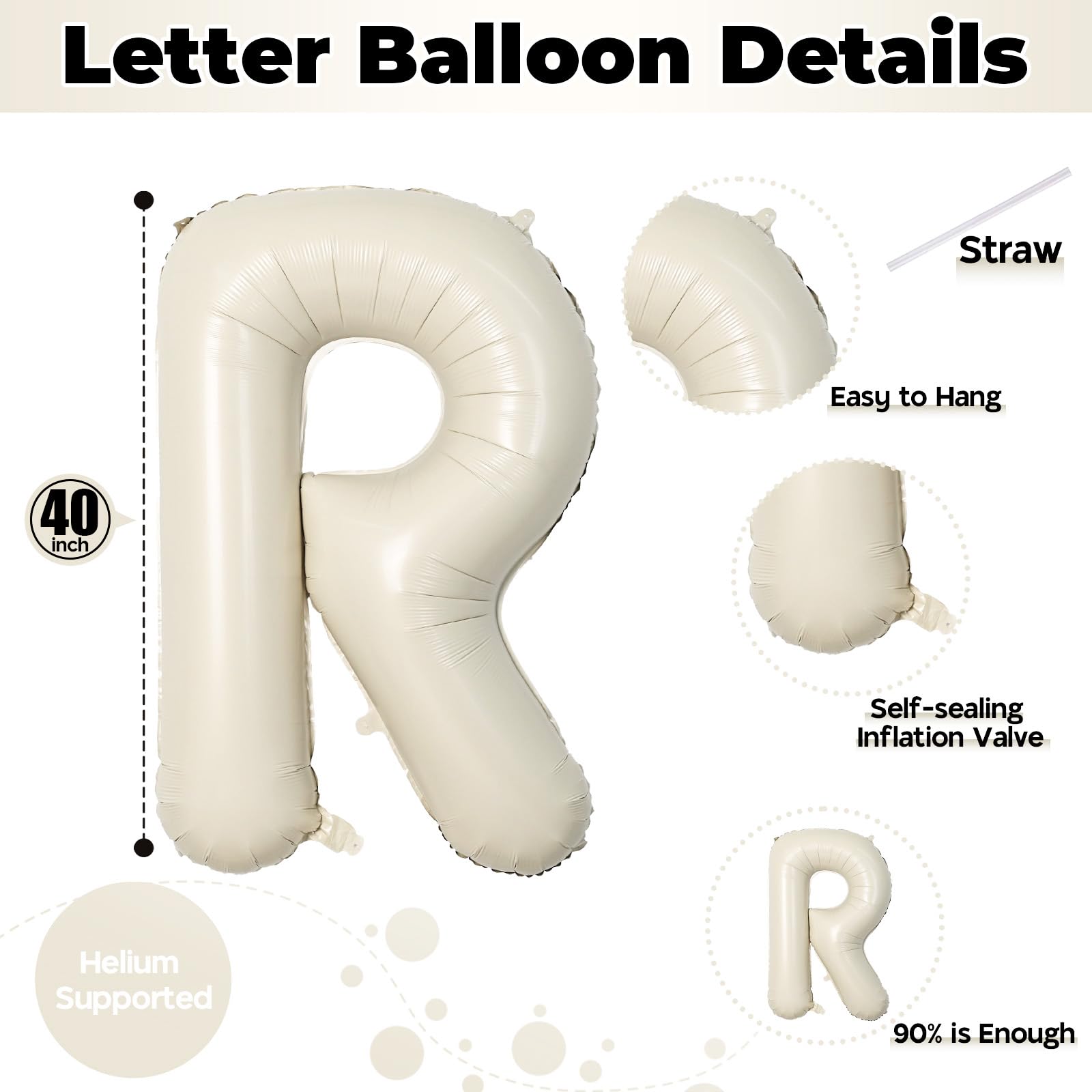 Lingqiang cream foil balloon with straw for easy party setup.