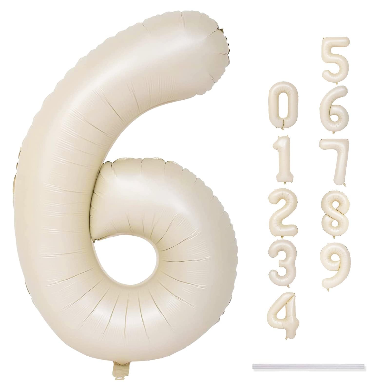 Lingqiang cream 6-number balloon, 40-inch inflated for a bold birthday backdrop.