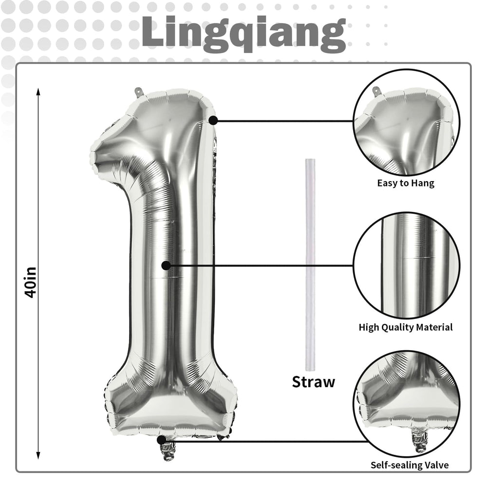 Lingqiang foil balloon; 40-inch number 1 floats after helium fill.