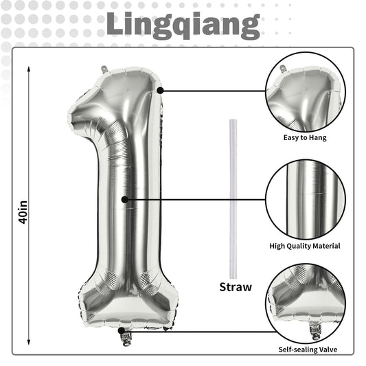 Lingqiang foil balloon; 40-inch number 1 floats after helium fill.