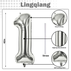 Lingqiang foil balloon; 40-inch number 1 floats after helium fill.