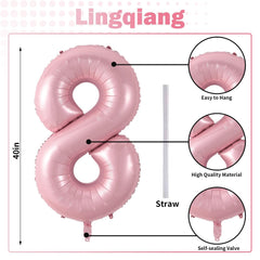 Lingqiang giant 40-inch number 8 foil balloon, perfect for celebrations.