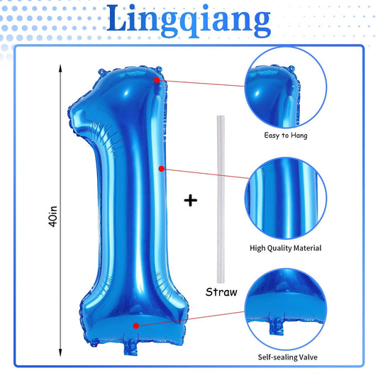 Lingqiang giant blue number 1 foil balloon ideal for photo backdrops