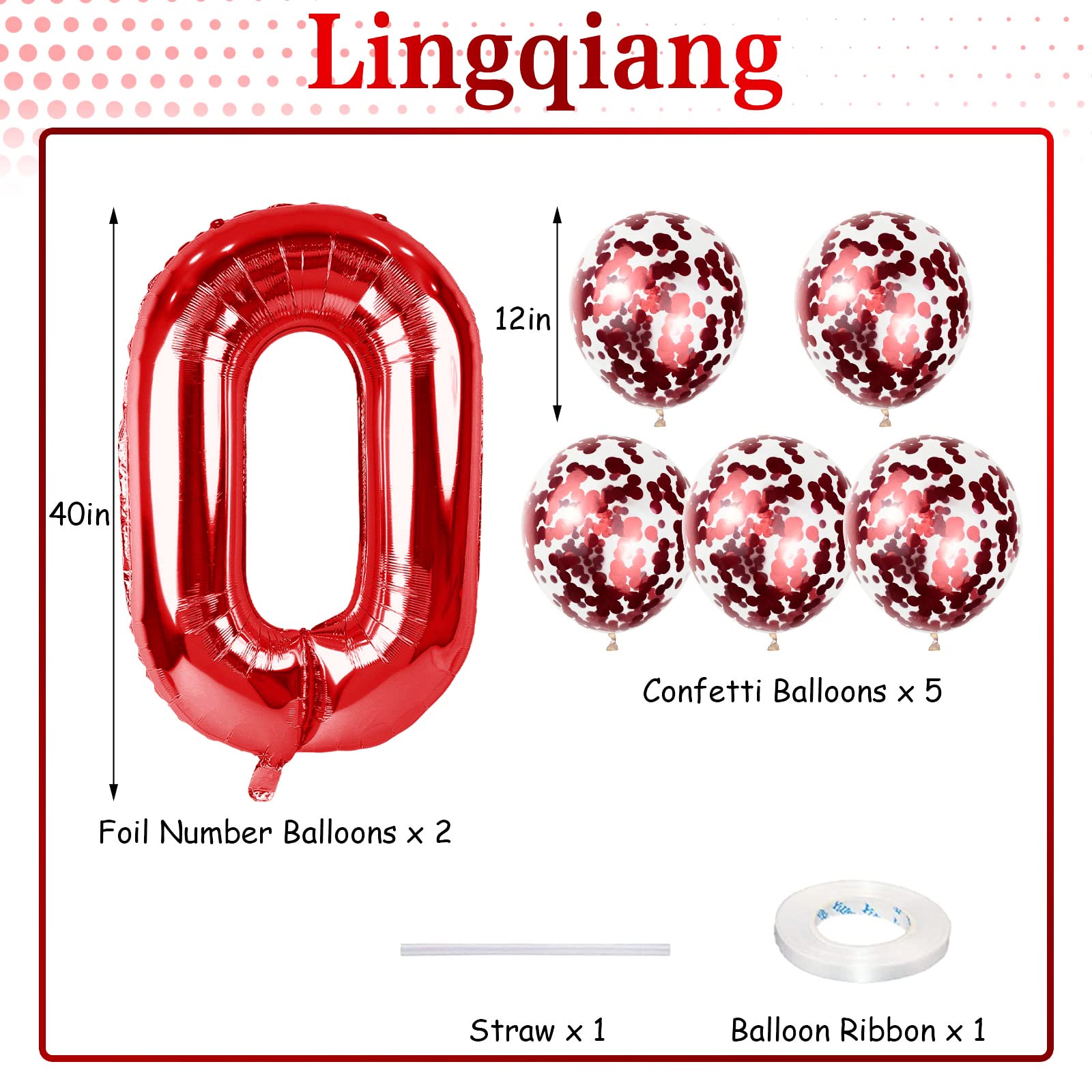 Lingqiang red 40-inch number balloons offer standout centerpiece potential.