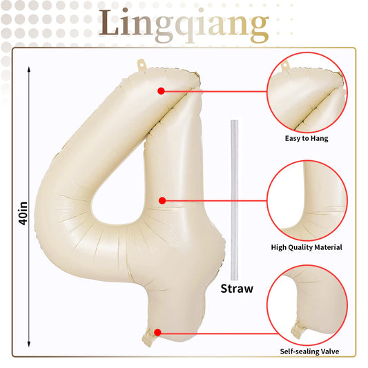 Lingqiang ivory 4-balloon foil, durable and reusable party decor.