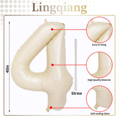 Lingqiang ivory 4-balloon foil, durable and reusable party decor.