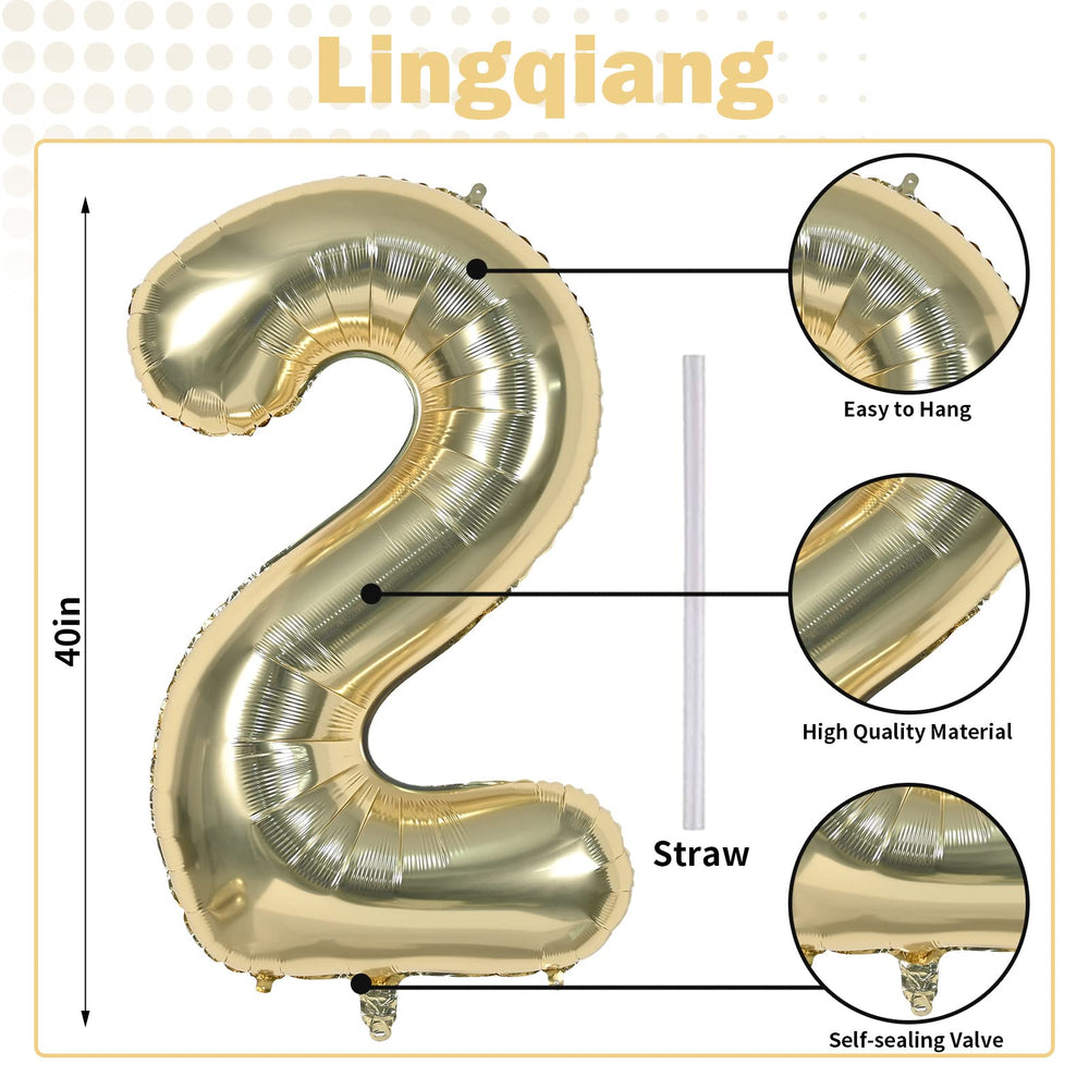 Lingqiang large foil number 2 balloon for bold party focal point