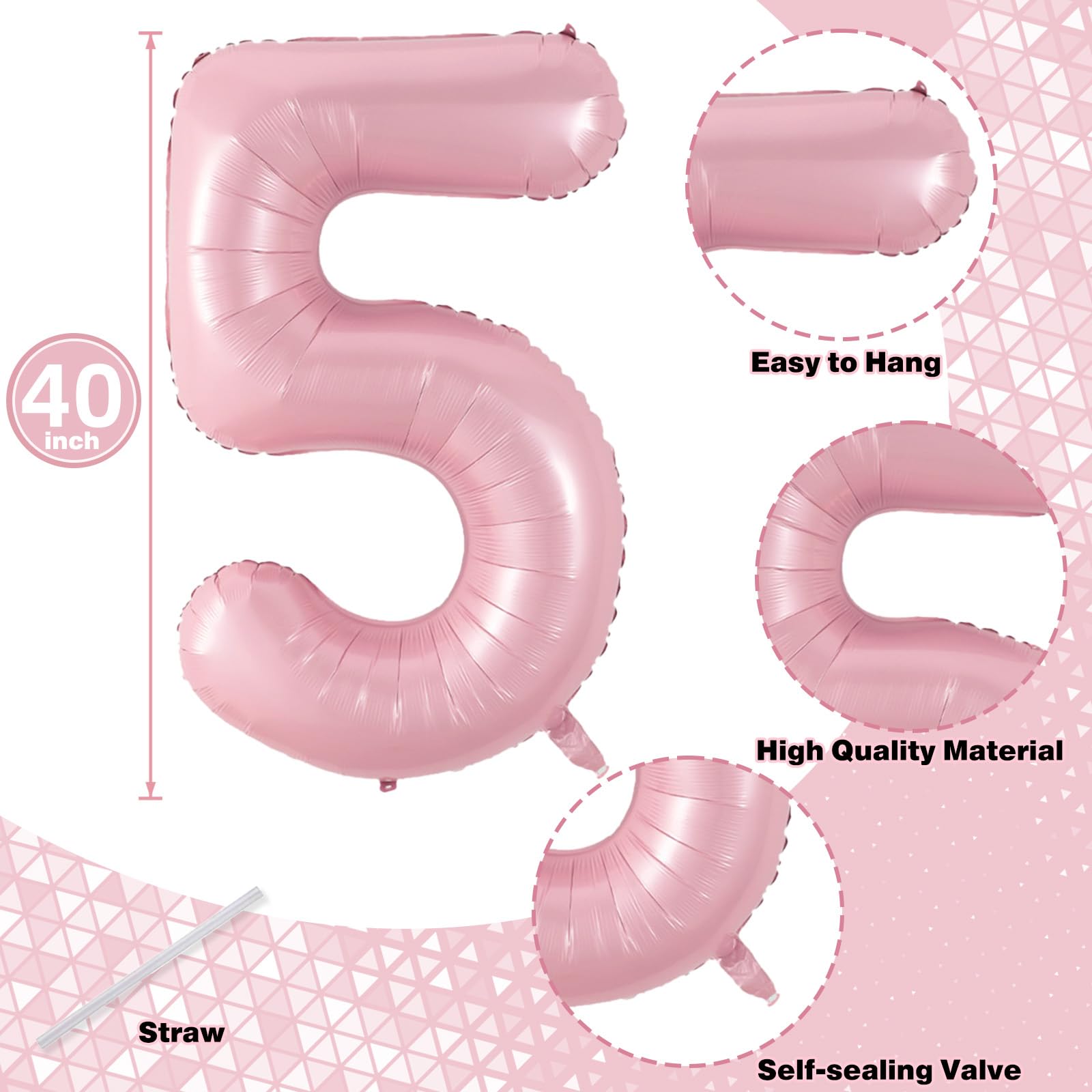 Lingqiang giant number 1 foil balloon in pink for celebrations.
