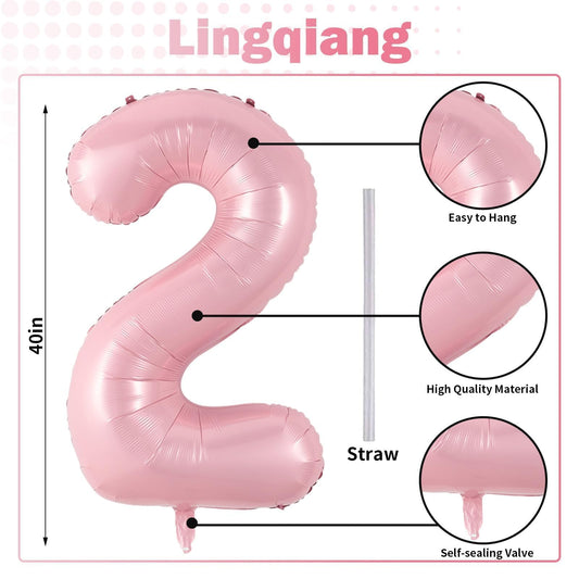 Lingqiang pastel pink 2 balloon hanging for wall display at celebrations