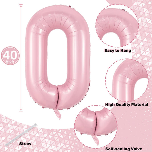 Lingqiang pastel pink 40in number 0 balloon ideal backdrop for celebrations