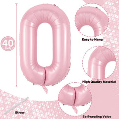 Lingqiang pastel pink 40in number 0 balloon ideal backdrop for celebrations