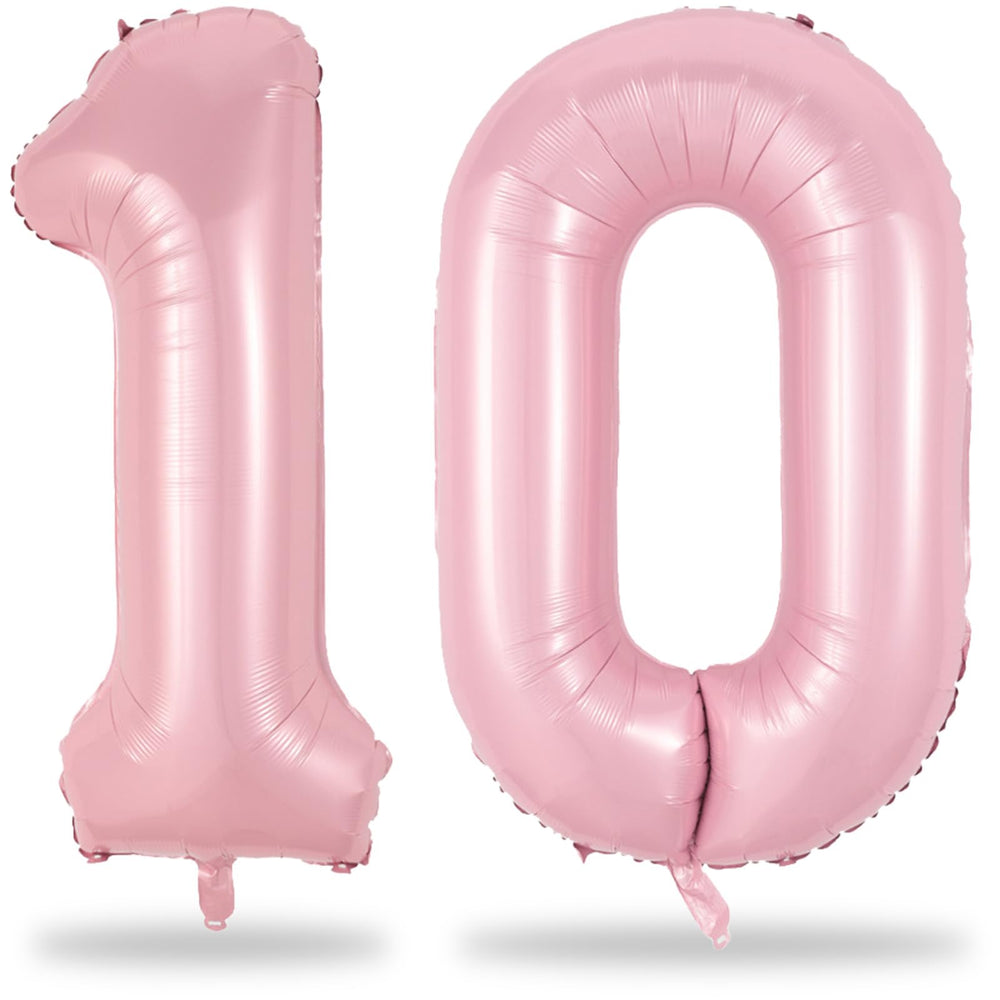 Lingqiang pastel pink 40in number 1 balloon for vibrant 10th birthday photos