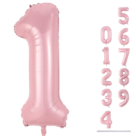Lingqiang pastel pink 40-inch foil number 1 balloon floats for first birthday décor