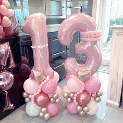 Lingqiang pastel pink 40-inch foil number 5 balloon adds focal point to photos