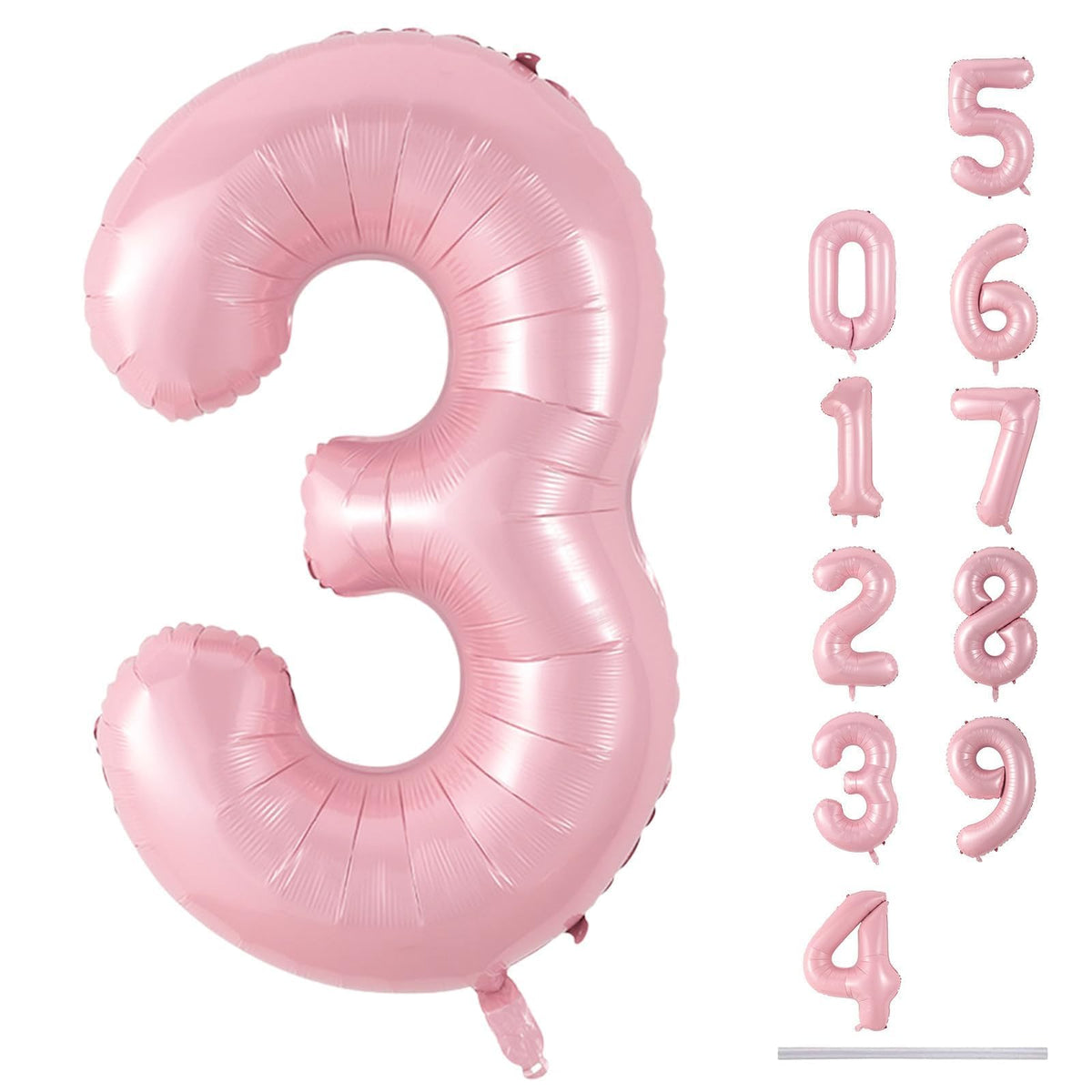 Lingqiang pastel pink number 3 balloon, 40-inch pearl finish for standout birthday decor
