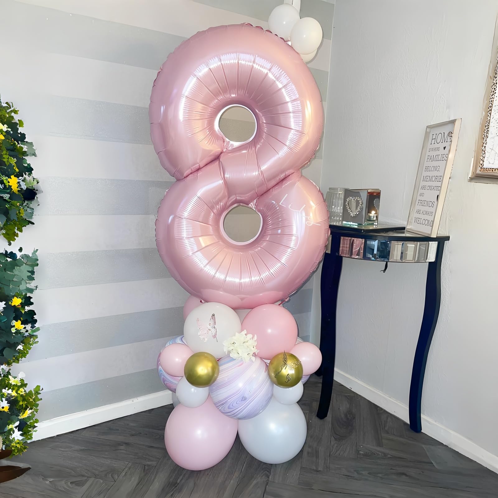 Lingqiang pastel pink number 8 balloon, great for princess party decor.