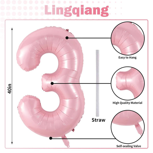 Lingqiang pearlescent number 3 balloon adds elegant touch to photos and backdrops
