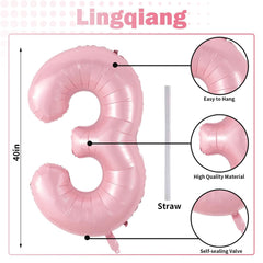 Lingqiang pearlescent number 3 balloon adds elegant touch to photos and backdrops